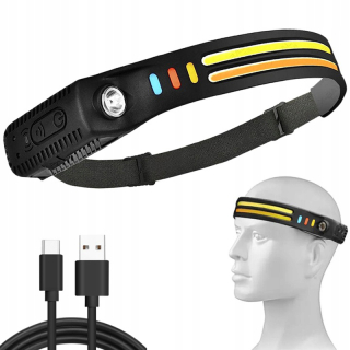 Čelová baterka 2LED COB bezdotyková