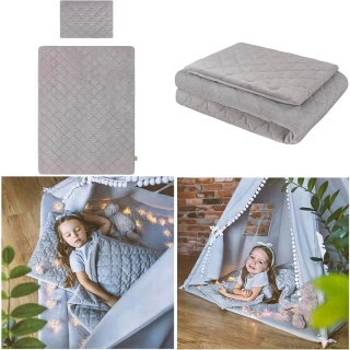 Lulando - Detská prikrývka s vankúšom sivá