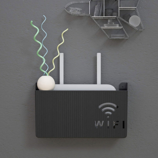 Nástenný stojan na router čierny