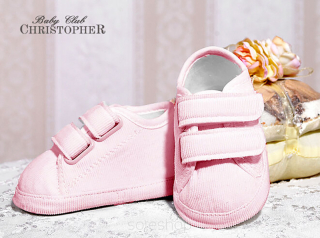 Christopher - Detské topánky - capáčky menčestrové ružové č.18 - 11cm
