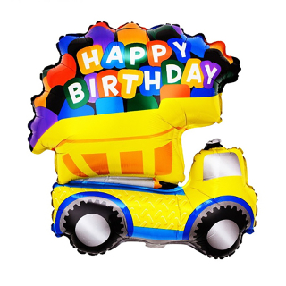 Balón fóliový Happy birthaday - Auto vyklápač
