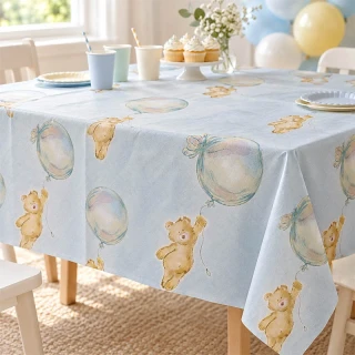 Papierový obrus Sweet Blue Bear s medvedíkom 180 × 120 cm