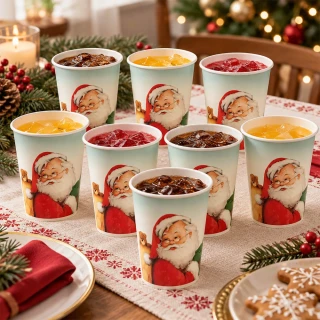 Vianočné papierové poháre Perla Fiesta s Mikulášom 200 ml – 8 ks