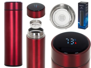 Termohrnček Smart 500 ml s LED ukazovateľom teploty červený