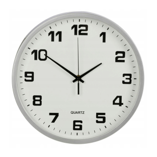 Nástenné hodiny s tichým chodom 25cm strieborné