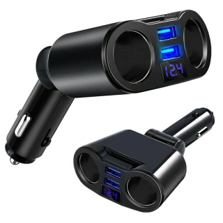 Rozdeľovač autozásuvky 12V 2xUSB s voltmetrom