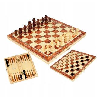 Drevené šachy 23x23cm + backgammon