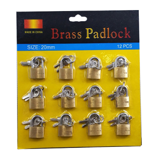 Visiaci zámok 12ks - na blistri 20mm x 12mm -
