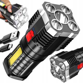 Baterka 5LED COB 2v1 nabíjateľná