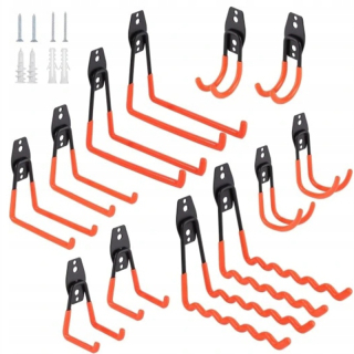 Sada garážových kovových vešiakov na bicykel a náradie 12ks