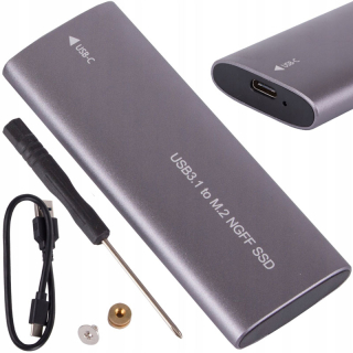 Puzdro pre M.2 SSD NGFF disk USB strieborné
