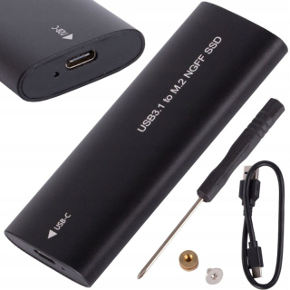 Puzdro pre M.2 SSD NGFF disk USB čierne