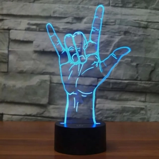 Nočná lampa 3D Ruka s diaľkovým ovládaním