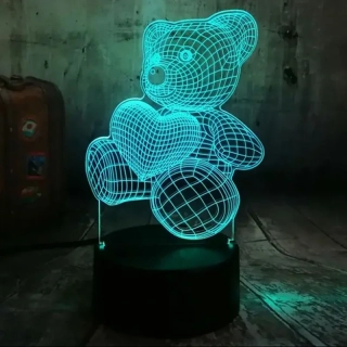 Nočná lampa 3D Medvedík s diaľkovým ovládaním