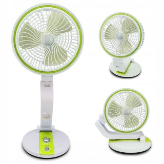 Bezdrôtový skladací ventilátor s LED lampou zelený