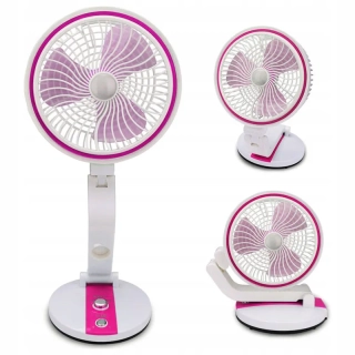 Bezdrôtový skladací ventilátor s LED lampou ružový