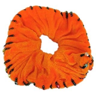 Gumička do vlasov semišová oranžová neón