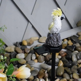 Záhradná solárna lampa Papagáj 13cm