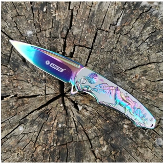 Rainbow Wolf - Vreckový nožík kovový 21/9cm