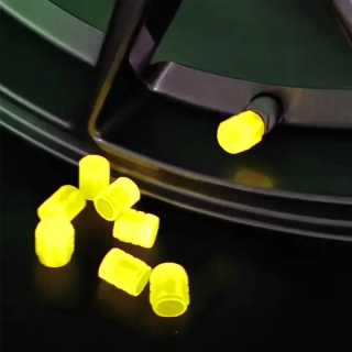 Svietiace čiapočky na ventily automobilov 2ks žlté