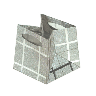 Darčeková taška 65x65x65 mm strieborná s trblietkami