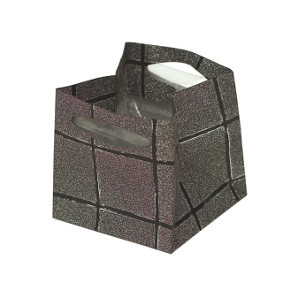 Darčeková taška 65x65x65 mm čierna s trblietkami