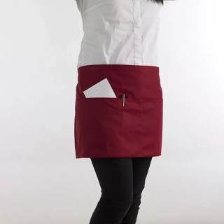 Krátka kuchynská zástera do pásu bordová