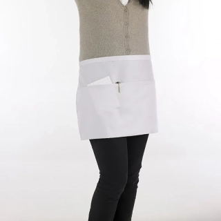 Krátka kuchynská zástera do pásu biela