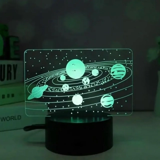 Nočná lampa 3D Slnečná sústava s diaľkovým ovládaním