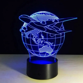 Nočná lampa 3D Lietadlo s diaľkovým ovládaním