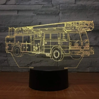 Nočná lampa 3D Hasičské auto s diaľkovým ovládaním