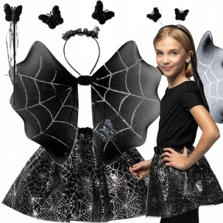 Detský halloweensky kostým s krídlami a motýľmi – sukňa 28 cm