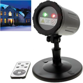 Projektor LED vianočný zeleno/červený/ - 13 režimov + diaľkové ovládanie