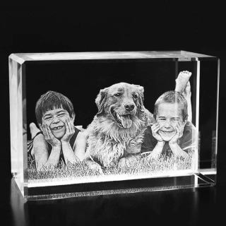 Sklenená kryštálová plaketa s gravírovaním vlastnej fotografie 6x8cm