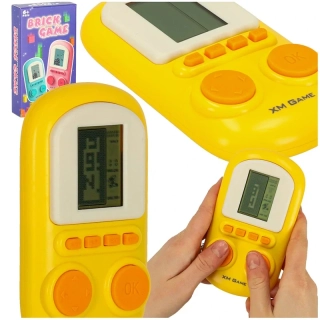 Elektronická vrecková konzola – mini Tetris, žltá
