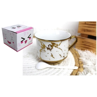 Hrnček porcelánový s lyžičkou 240ml