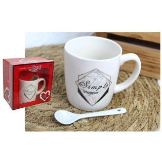 Simple Lifestyle - Hrnček porcelánový s lyžičkou 250ml