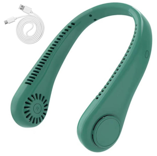 Prenosný ventilátor na krk zelený