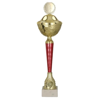 Pohár červeno-zlatý s vrchnákom - 45 cm