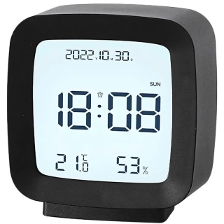 Digitálny LED budík s meteostanicou čierny