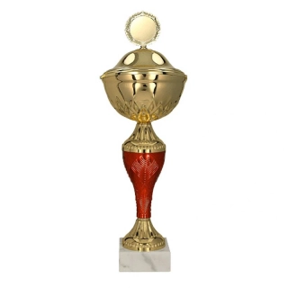 Pohár kovový zlato/červený s pokrývkou - 26,5 cm
