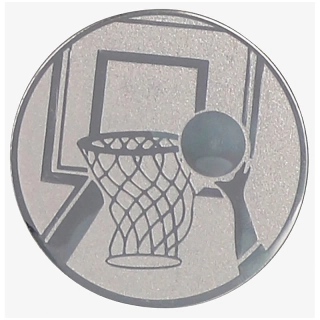 Basketbal : Emblém - Nálepka na trofej Ø 50 mm strieborná