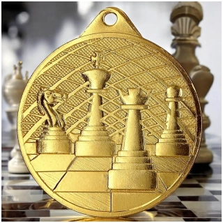 MMC34050/G - Šachy : Medaila kovová zlatá 50 mm