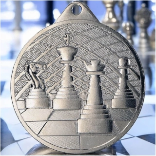 MMC34050/G - Šachy : Medaila kovová strieborná 50 mm