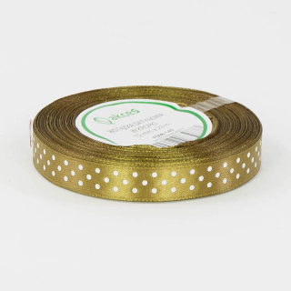 Stuha saténová s bodkami - 22,75 m x 1,2 cm : zlatá