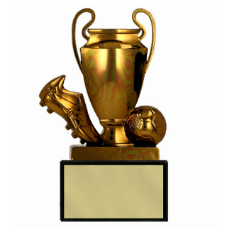 Futbalová kopačka s loptou a pohárom - Športová trofej na podstavci s vlastným textom 10cm : bronzová