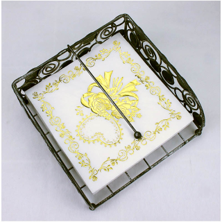 Servítky biele so zlatým srdcom a kvetmi 20ks - 30 x 30cm