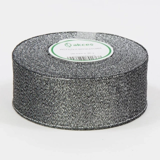 Stuha brokátová - 32,9m x 2,5 cm : strieborná/sivá