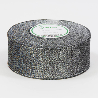 Stuha brokátová - 32,9m x 2,5 cm : strieborná