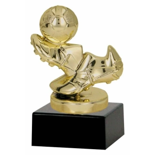 Futbalové kopačky s loptou - Športová trofej na podstavci s vlastným textom 10,5 cm: zlatá